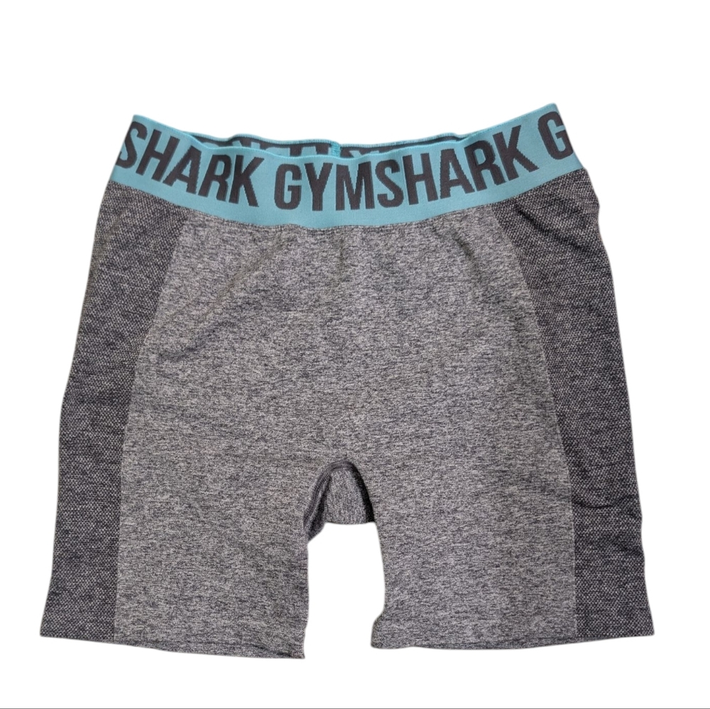 Gymshark Gray Athletic Shorts with Blue Waistband Women's Large Athleticwear